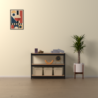 SPEEDRACK 韓國製造 免螺絲組裝式 鐵製角鋼層架, 3層, 黑色