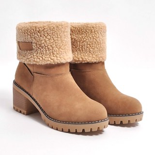 Allovehome 女性用柔軟毛絨彩色兩穿防寒靴