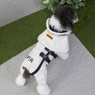 딩동펫 반려동물 레이닝 투피스 바람막이 방수 우비 올인원, 화이트, 1개