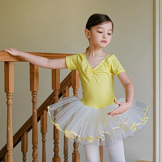 pied a 'terre 女童按扣式基本款短袖蓬蓬裙芭蕾舞衣