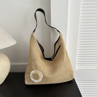 SORIDAL 女士拉琪時尚草編日常向日葵肩背包