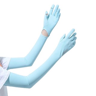 Reddot 紅點生活 加長冰絲全能防曬手袖套, 冰絲淺藍色, 1雙