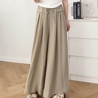 andstyle 女款涼感透氣百褶口袋涼爽鬆緊腰寬褲 262482