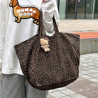 FROM HEAVEN 邊框圖案豹紋大容量單肩包 S501