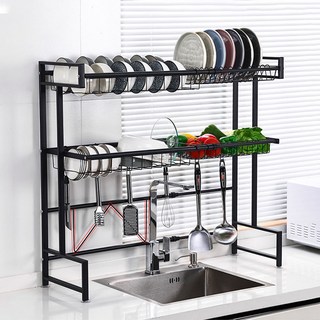 가구느낌 너비조절 식기건조대 세트, 블랙, 2단