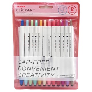 ZEBRA 斑馬牌 Click Art麥克筆LT組, 12 種顏色, 1組