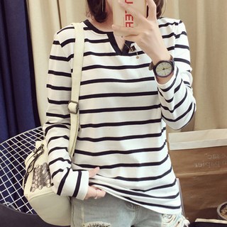 Goodif 女款長款長袖T恤 V領