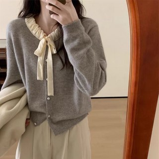 I'M MONG 女款Ladida休閒素色蝴蝶結針織衫