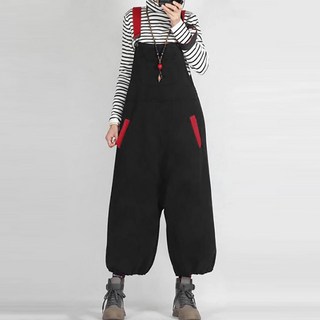 MarketA 女款大尺碼水洗吊帶褲