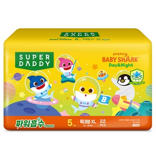 슈퍼대디 아기상어 파워흡수 팬티형 기저귀, 특대형(XL), 22매