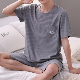 Bonaraon 男士透氣莫代爾羅紋短袖睡衣套裝