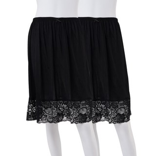 Carrylucy 人造絲蕾絲七分半身襯裙 2件組