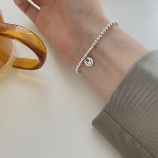 BEOURGUEST 女款愛心吊墜圓珠手鍊