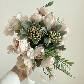 人造新娘婚禮捧花, 混搭粉色, 1個