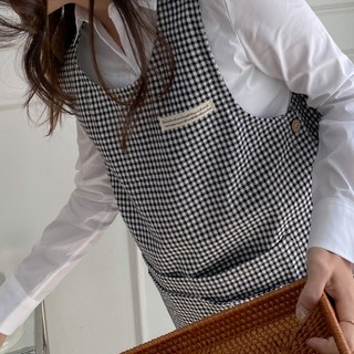 HANSGALLERY Mika幼兒園教師咖啡廳連身裙式圍裙, 黑色, 1件