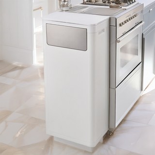 DAPER NAM 大容量雙開式雙門纖薄廚房垃圾桶, 1個, 極簡白