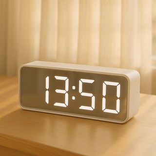 루아즈 LED 인테리어 미러 무소음 탁상 알람시계 LUAZ-AT2, 화이트