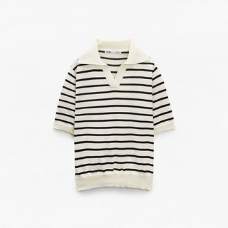 MIXXO 女款翻領條紋針織衫