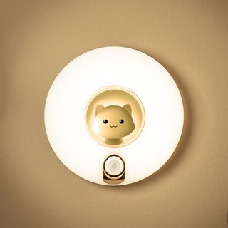 진보 모션감지 야옹이 자석부착형 센서 무드등, 옐로우