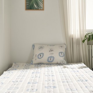 큐티램 인견+아사면 시원한 여름 패드겸 카페트, 블루