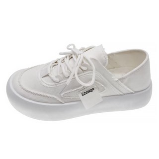 Market A 寬版復古線條帆布鞋