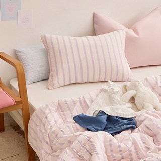 shez Home 厚實純棉枕頭套 2入, 奶油粉紅