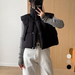 Elsso 女款立領側抽繩短版鋪棉背心