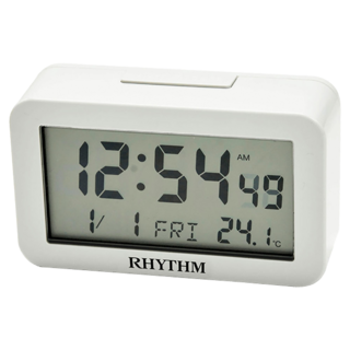RHYTHM 日本麗聲時計 多功能液晶電子鐘, 白色