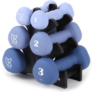 ALEAF 新prene三角啞鈴組 1kg 2入 + 2kg 2入 + 3kg 2入 + 啞鈴架, 1組, 12kg