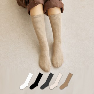 your.s 女性用加厚長筒束口羅紋素色長襪 5雙組