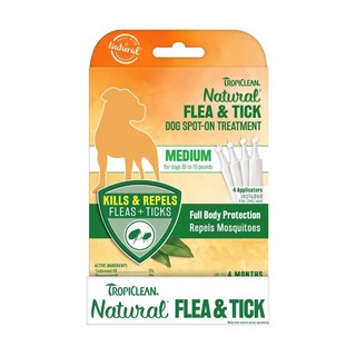 TROPICLEAN 巧倍麗 蚤蜱逃驅 蚤滴劑, 中型犬 4入, 純天然精油製成, 安全無毒, 誤食無害, 12ml, 1盒