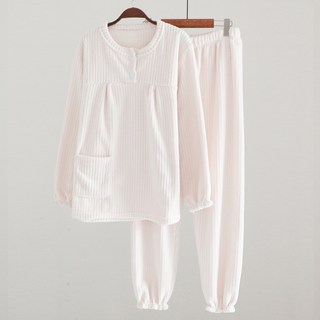 GLAM GONGGAM 女款羅紋長袖睡衣上下套裝