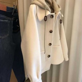 MarketA 女性連帽層次感短版大衣