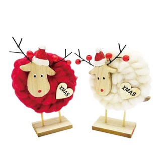 MODACore 摩達客 超萌紅+白色羊咩咩羊毛氈公仔 2入對組, 紅白, 2個