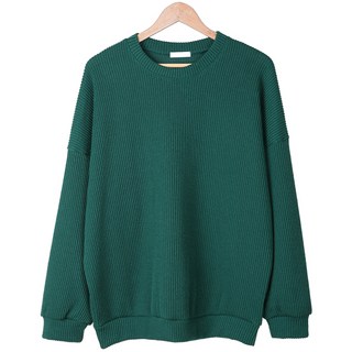 DANGOON 企劃款 男款寬鬆版型羅紋圓領彈性長袖針織衫