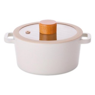 Kitchen Well Tori 電磁爐適用陶瓷塗層雙柄鍋, 16cm, 米色, 1個