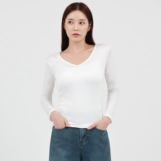 엘쏘 여성용 베이직 슬림핏 이너 기본 긴팔 티셔츠