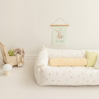 SHEZ HOME 純棉防撞床圍護欄靠墊 (含枕芯), 親愛的象牙白