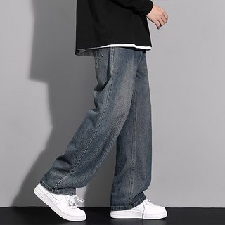 Goodif 男士潮流丹寧寬褲