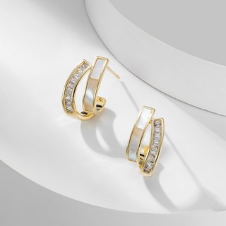 女性雙半棒形耳環