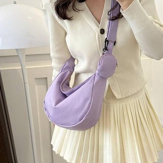 Elso 輕量帆布郵差包 + 鑰匙圈組, 紫色