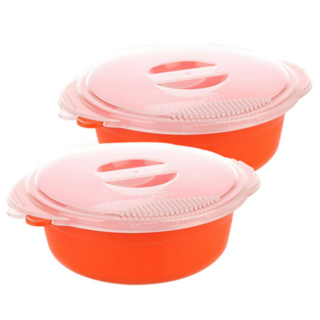 이지앤프리 전자레인지 라면 찜용기 1L, 오렌지, 2개