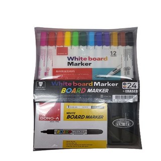 DONG-A 白板筆 12色+黑色白板筆 12入+橡皮擦, 1組, 彩色白板筆(粉色+紅色+橘色+黃色+淺綠色+綠色+黑色+棕色+深棕色+紫色+藍色+天藍色)+黑色白板筆
