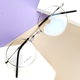 BEIMA 無鼻墊馬鞍鼻 W 復古圓形抗藍光無度數眼鏡
