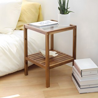 TREESTORE 原木強化玻璃床頭櫃, 1組, 棕色
