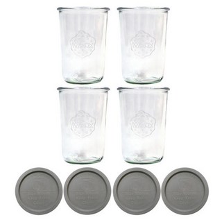WECK 743 玻璃罐 850ml 附PE蓋 4入組, 4組