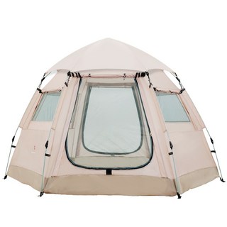 swiss mountain 六角圓頂自動帳篷, 米色, 6人