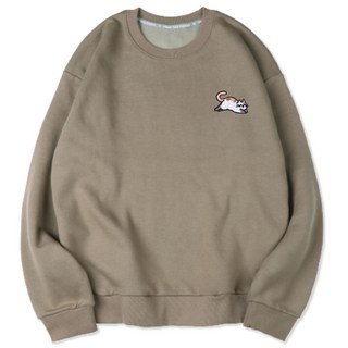 VENHIT 三色貓圖案寬鬆柔軟刷毛大學T