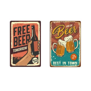 Alleophom 啤酒復古鐵皮海報 TYPE10 2入