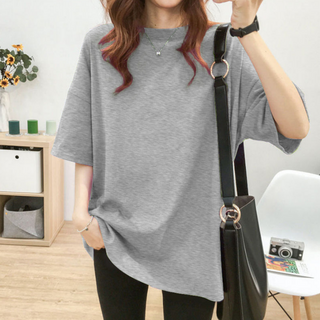 圓領短袖長版上衣